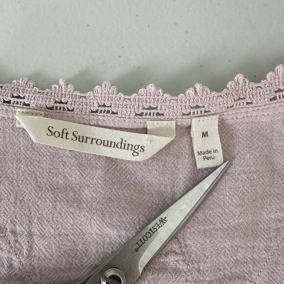 Soft Surroundings Genevieve Dress Size M Pink Lace Embroidered - Picture 7 of 10